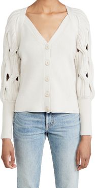 Kinley Open Cable Puff Sleeve Cardigan