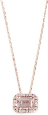 14k Rose Gold Emerald Cut Necklace