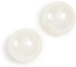 Large Glass Pearl Post Earrings