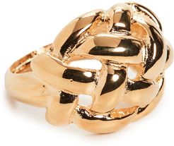 Polished Gold Weave Adjustable Ring