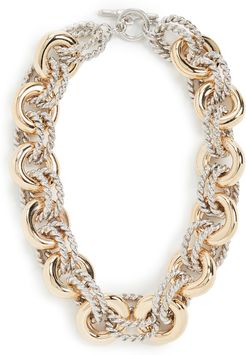18 Gold/Polished Silver Link Necklace"