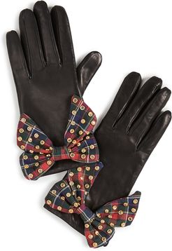 Button Hole Gloves with Bow