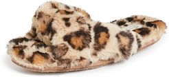 Crisscross Furry Leopard Slippers