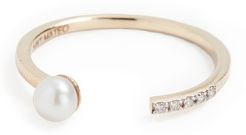 14k Uni Pearl and Diamond Ring