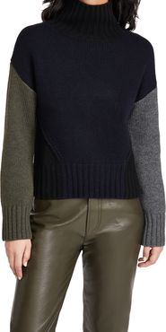 Colorblocked Crop Turtleneck