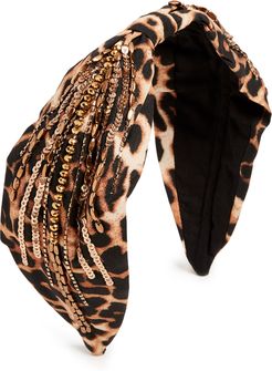 Dark Leopard Embellished Headband