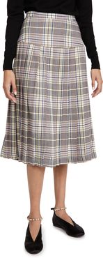 Pink And Blue Plaid Pleated Skirt