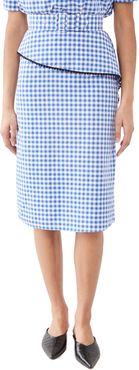 Gingham Skirt with Peplum Ruffle and Lace Trim (with Belt)