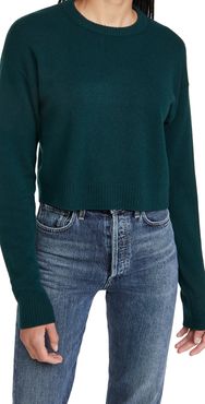 Relaxed Cropped Cashmere Crew Sweater