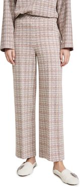 Pull On Cropped Straight Plaid Pants