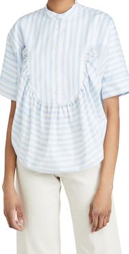 Ruffle Yoke Stripe Top