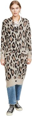 Long Leopard Cashmere Cardigan