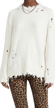 Distressed Chenille Crew Neck Sweater