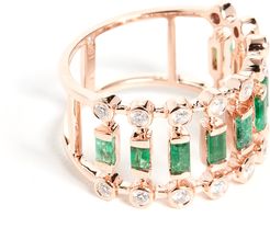 18k Emerald & Diamond Dot Dash Ring