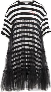 Striped T-Shirt Dress with Tulle