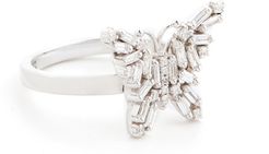 18k White Gold Fireworks Small Butterfly Ring