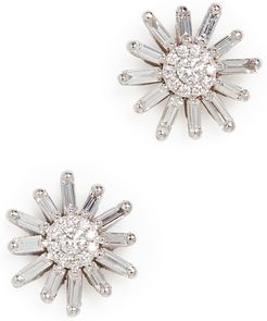 18k White Gold Fireworks Diamond Flower Stud Earrings