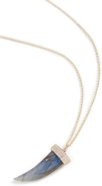 14k Medium Carved Stone Horn Necklace with Pave Cap