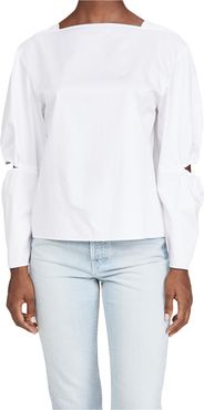 Split Sleeve Boat Neck Top