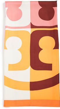 Colorblock Logo Silk Square Scarf