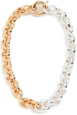 Chunky Bicolor Silver and Gold Chain Necklace