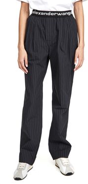 Pleated Pants with Logo Elastic Band