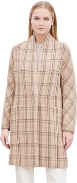 Plaid Collarless Coat