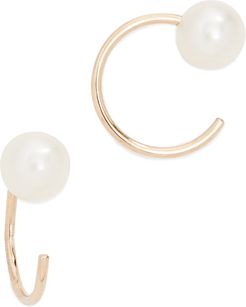 14k Gold Freshwater Cultured Pearl Huggie Earrings