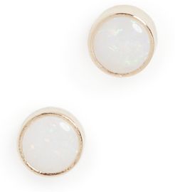 14k Gold Opal Gemstones Stud Earrings