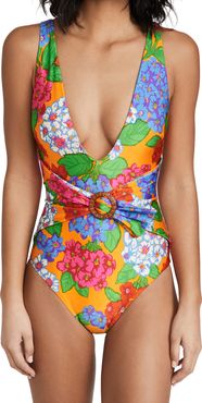 Riders Buckle Plunge One Piece Swimsuit