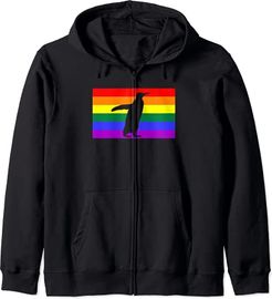 Cute Arctic Penguin Love LGBTQ Gay Pride Flag Stuff Queer Felpa con Cappuccio
