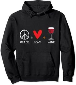Peace Love Wine Funny Wine Lover Men Women Cute Graphic Felpa con Cappuccio