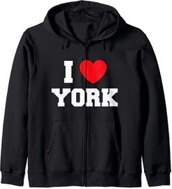 I Love York Felpa con Cappuccio