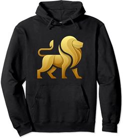 Cool Wild Golden Stylish Lion T Shirt, Lion Graphic Design Felpa con Cappuccio