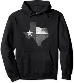 Texas Felpa con cappuccio da donna con bandiera del Texas B&W mappa dello stato del Texas Felpa con Cappuccio