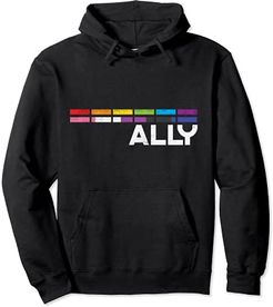Proud Ally Bars Equality LGBTQ Genderfluid Flag Non-Binary Felpa con Cappuccio