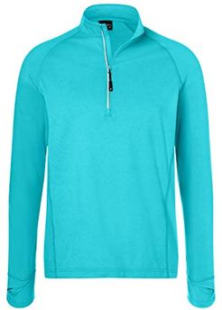 Sports Shirt Half-Zip Maglia a Maniche Lunghe, Verde (Turquoise Turquoise), XX-Large Uomo