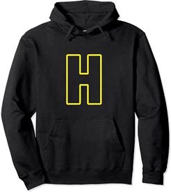 Lettera H giallo carattere grassetto semplice maglietta nera Felpa con Cappuccio