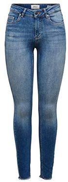 Onlblush Mid Ank Raw Jeans Rea1303 Noos Skinny, Blu (Dark Blue Denim), W25/L32 (Taglia Produttore: X-Small) Donna