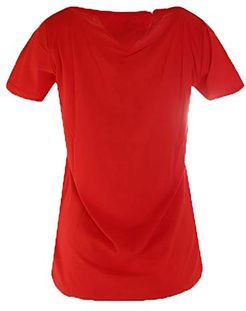 Tommy Jeans Tjw Logo V-Neck Tee T-Shirt, Rosso (Deep Crimson Xnl), 38 (Taglia Unica: X-Small) Donna