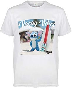 Disney Lilo And Stitch Vacay Vibes Women's Boyfriend Fit T-Shirt White, S Donna