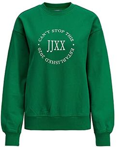 JJXX JXBEATRICE LS Loose Vint Sweat Noos Maglia di Tuta, Jolly Green/Detail:Bright White Print Cali 7, S da Donna