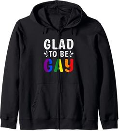 Felice di essere gay Divertente LGBTQ Rainbow Flag Month Felpa con Cappuccio
