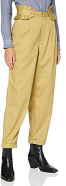 Clean Twill Chino with Detachable Pleated Belt Pantaloni Casual, Sabbia/0137, 28W/ 30L Donna
