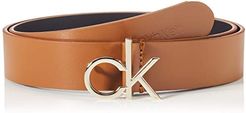 CK Logo Belt 30MM Cintura, Cognac, 85 cm Donna