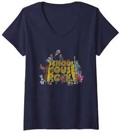 Donna Schoolhouse Rock Logo con Personaggi Maglietta con Collo a V
