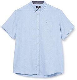 Solid Linen Shirt, B.d, 1/2 Sleeve Camicia, Blu (Blu 7001), Medio (Taglia Unica: M) Uomo