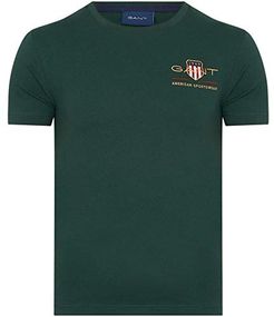 T-Shirt Maglietta Archive Shield EMB SS, Tartan Verde, M Uomo