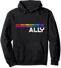 Proud Ally Bi Bars Equality LGBTQ Bisexual Flag Gay Pride Bi Felpa con Cappuccio