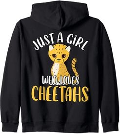 Just A Girl Who Loves Cheetahs Cub Cute Funny Big Cat Lover Felpa con Cappuccio